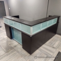 Espresso L Suite Reception Desk w/ Storage, Transaction Counter